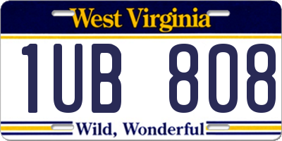 WV license plate 1UB808