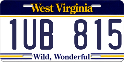 WV license plate 1UB815