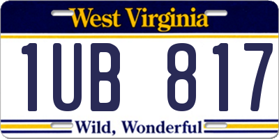 WV license plate 1UB817