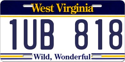WV license plate 1UB818