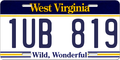 WV license plate 1UB819