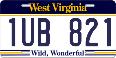 WV license plate 1UB821