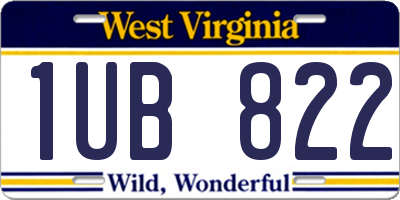 WV license plate 1UB822