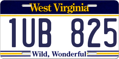 WV license plate 1UB825