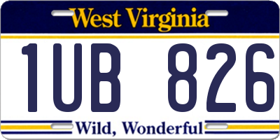 WV license plate 1UB826