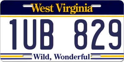 WV license plate 1UB829