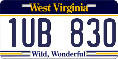WV license plate 1UB830