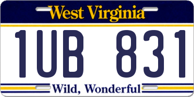 WV license plate 1UB831