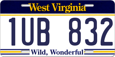 WV license plate 1UB832