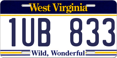 WV license plate 1UB833