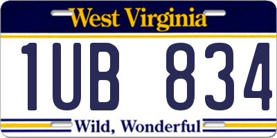 WV license plate 1UB834