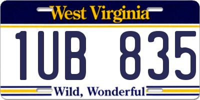WV license plate 1UB835