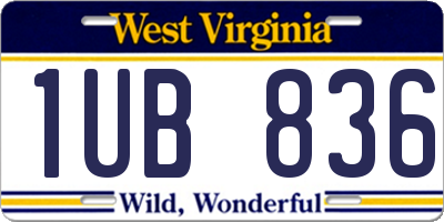 WV license plate 1UB836
