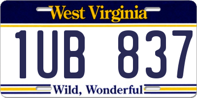 WV license plate 1UB837