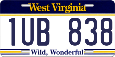 WV license plate 1UB838