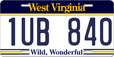 WV license plate 1UB840