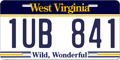 WV license plate 1UB841