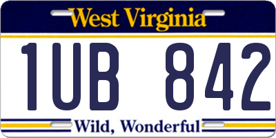 WV license plate 1UB842