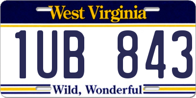 WV license plate 1UB843