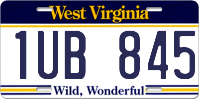 WV license plate 1UB845