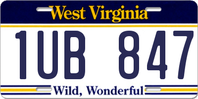 WV license plate 1UB847