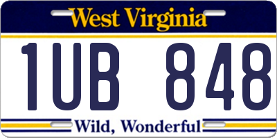 WV license plate 1UB848