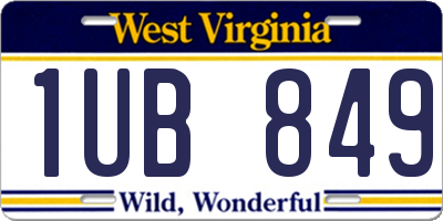 WV license plate 1UB849