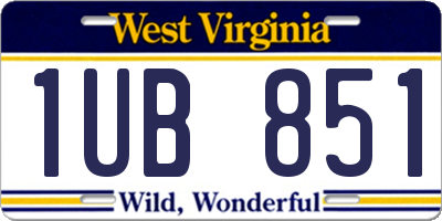 WV license plate 1UB851