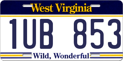 WV license plate 1UB853