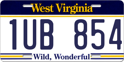 WV license plate 1UB854