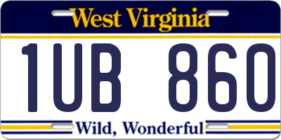 WV license plate 1UB860