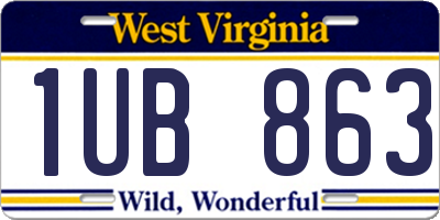 WV license plate 1UB863