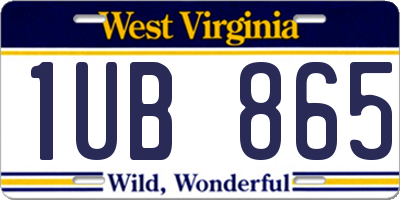 WV license plate 1UB865