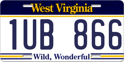 WV license plate 1UB866