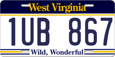 WV license plate 1UB867