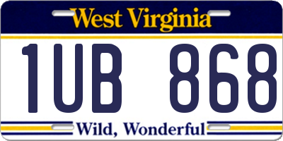 WV license plate 1UB868