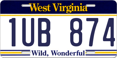 WV license plate 1UB874