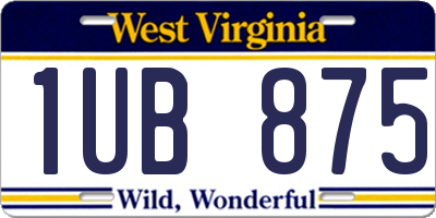 WV license plate 1UB875