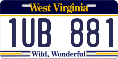 WV license plate 1UB881