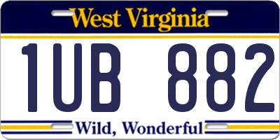 WV license plate 1UB882