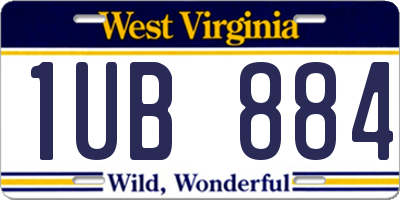 WV license plate 1UB884