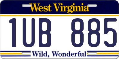 WV license plate 1UB885