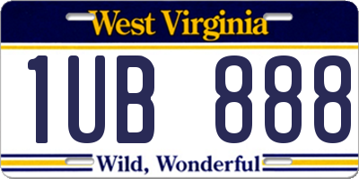 WV license plate 1UB888