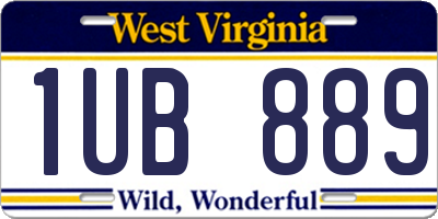 WV license plate 1UB889