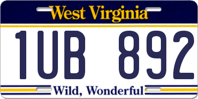 WV license plate 1UB892