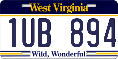 WV license plate 1UB894