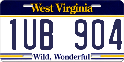 WV license plate 1UB904