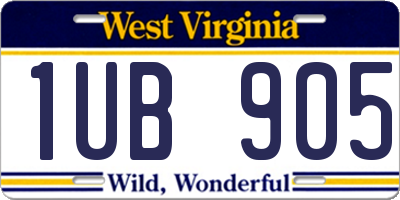 WV license plate 1UB905