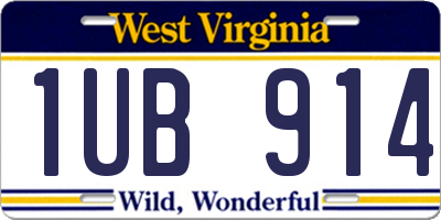 WV license plate 1UB914