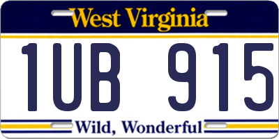 WV license plate 1UB915